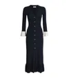Sandro Knit Two-tone Midi Dress In Blue