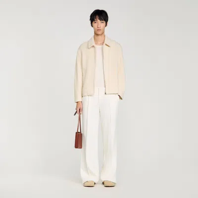 SANDRO KNIT-EFFECT REGULAR-COLLAR JACKET