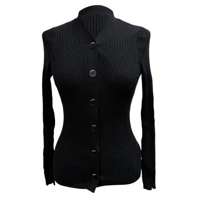 Sandro Knitted Button-down Cardigan In Black Viscose