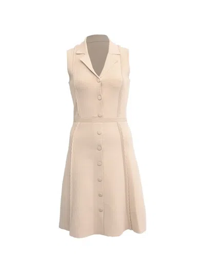 Pre-owned Sandro Knitted Button-down Dress In Neutrals