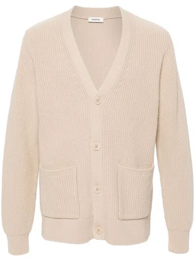 Sandro Knitted Cardigan In Neutrals