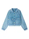 Sandro Knitted-collar Denim Jacket In Blue