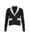 Sandro Knitted Contrasting Cropped Cardigan In Beige And Black Viscose In Black