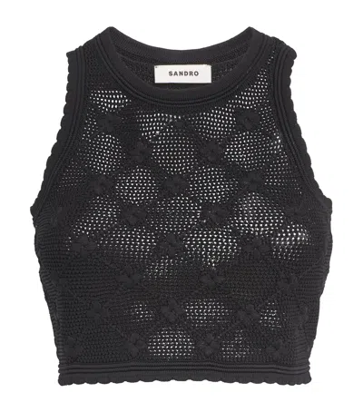 Sandro Knitted Crop Top In Black