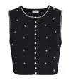 Sandro Knitted Embellished Crop Top In Black