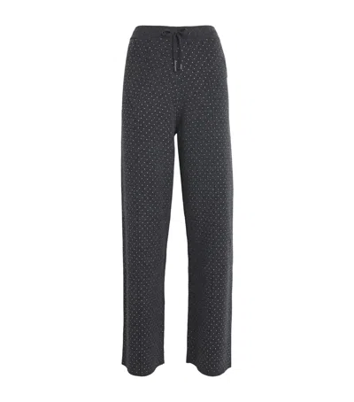 Sandro Knitted Embellished Straight Sweatpants In Black