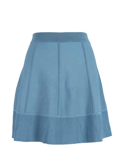 Pre-owned Sandro Knitted Flared Skirt In Blue