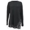 Sandro Knitted Lace Trim Sweater In Black Wool In Black