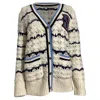 Sandro Knitted Ludvik Logo-patch Cardigan In Cream Wool In White