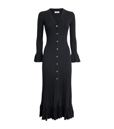 Sandro Knitted Maxi Dress In Black