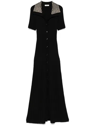 Sandro Knitted Maxi Dress In Black