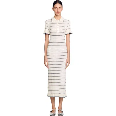 SANDRO SANDRO KNITTED MAXI DRESS WITH POLO NECK