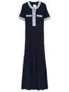 Sandro Knit And Denim Midi Dress In Blau