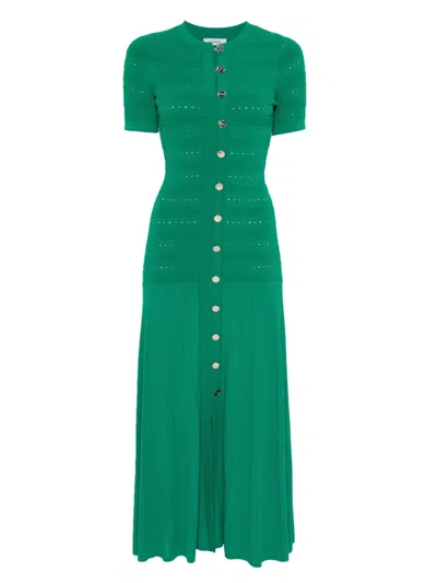 Sandro Knitted Midi Dress In Green