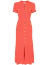 Sandro Knitted Perforated Midi Dress In Orange