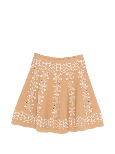 Sandro Knitted Mini Skirt In Neutral