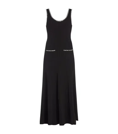 SANDRO KNITTED PEARL-EMBELLISHED DRESS