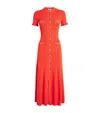 Sandro Knitted Perforated Midi Dress In Orange