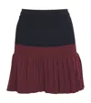 Sandro Womens Navy Blue Two-tone Pleated Knitted Mini Skirt In Blue