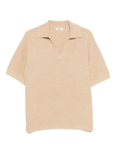 Sandro Knitted Polo Shirt In Neutral