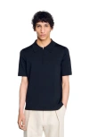 Sandro Knitted Polo Shirt With Zip Collar In Fonte
