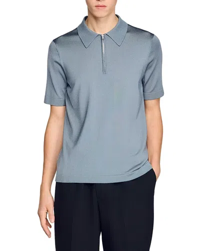 SANDRO KNITTED POLO SHIRT WITH ZIP COLLAR