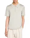 Sandro Knitted Polo Shirt With Zip Collar In Steel