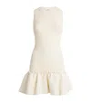 Sandro Knitted Ruffle-trim Mini Dress In Beige