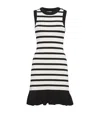 Sandro Knitted Striped Mini Dress In Beige