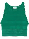 Sandro Madrid Cropped Tank Top In Green