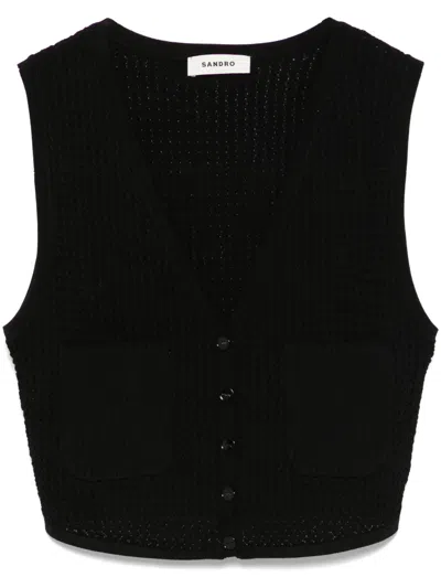 Sandro Gestricktes Oberteil In Schwarz