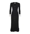 Sandro Womens  V-neck Contrast-cuff Knitted Midi Dress In Black