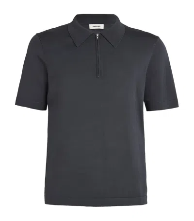 Sandro Knitted Zip-up Polo Shirt In Black