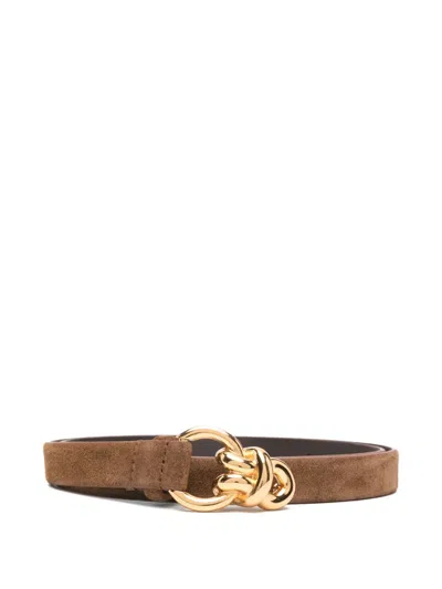 Sandro Knotted-buckle Suede Belt In Brown
