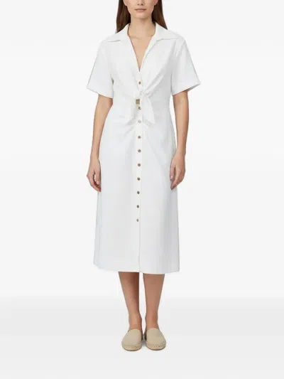 Pre-owned Sandro Knotted Shirt Midi Dress In White
