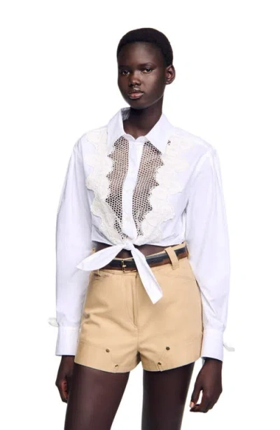 Sandro Andrea Lace Bib Shirt