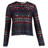 Sandro Lace Blouse In Navy Blue Polyester In Blue