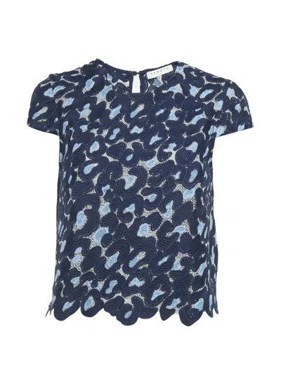 Pre-owned Sandro Lace Cropped T-shirt In Blue