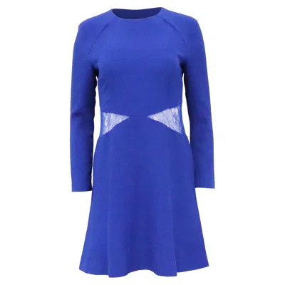 Sandro Lace Cutout Dress In Blue Polyester In Multi