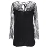 Sandro Lace Detail Blouse In Black Polyester