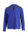 Sandro Lace Detail Blouse In Blue Polyester In Blue