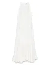 Sandro Womens Naturels Sleeveless Lace-trim Linen-blend Maxi Dress