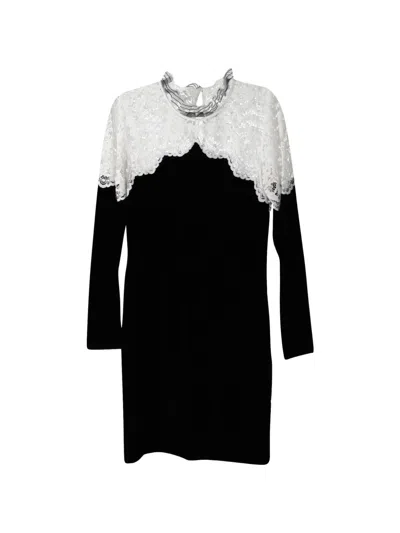 Pre-owned Sandro Lace-detail Midi Dress In Black
