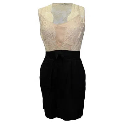 Sandro Lace Detail Mini Dress In White Viscose In Multi