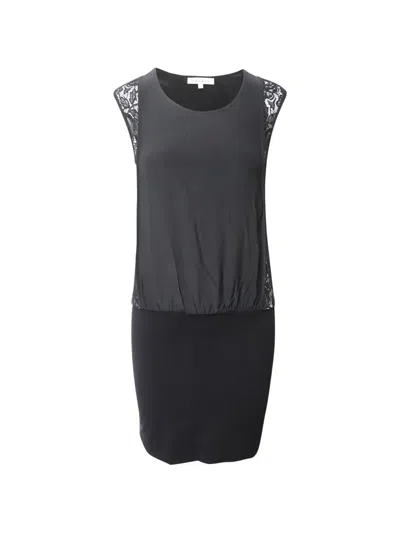 Pre-owned Sandro Lace-detail Round-neck Dress In Black
