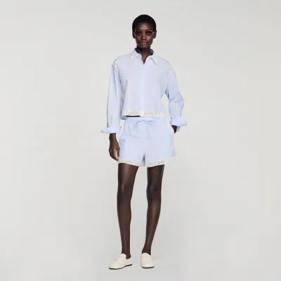 Sandro Lace Detail Shirt In Blue