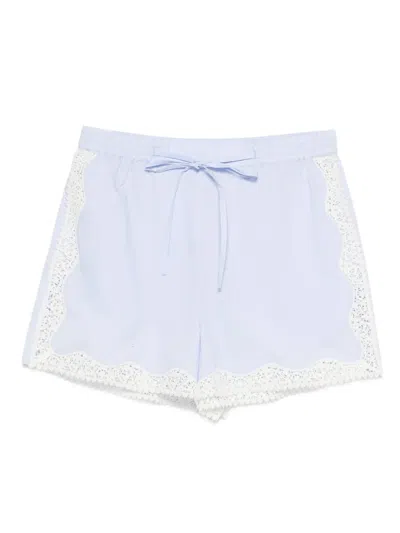 Sandro Lace-detail Shorts In Blue