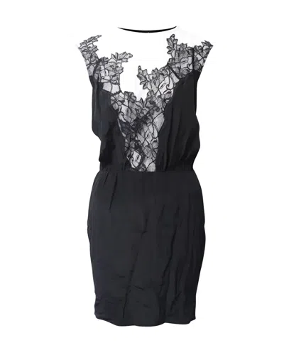 Pre-owned Sandro Lace-detail Sleeveless Dress In Black