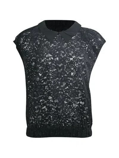 Pre-owned Sandro Lace Detailed Blouse In Black