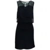 Sandro Lace Detailed Mini Dress In Navy Blue Viscose In Blue